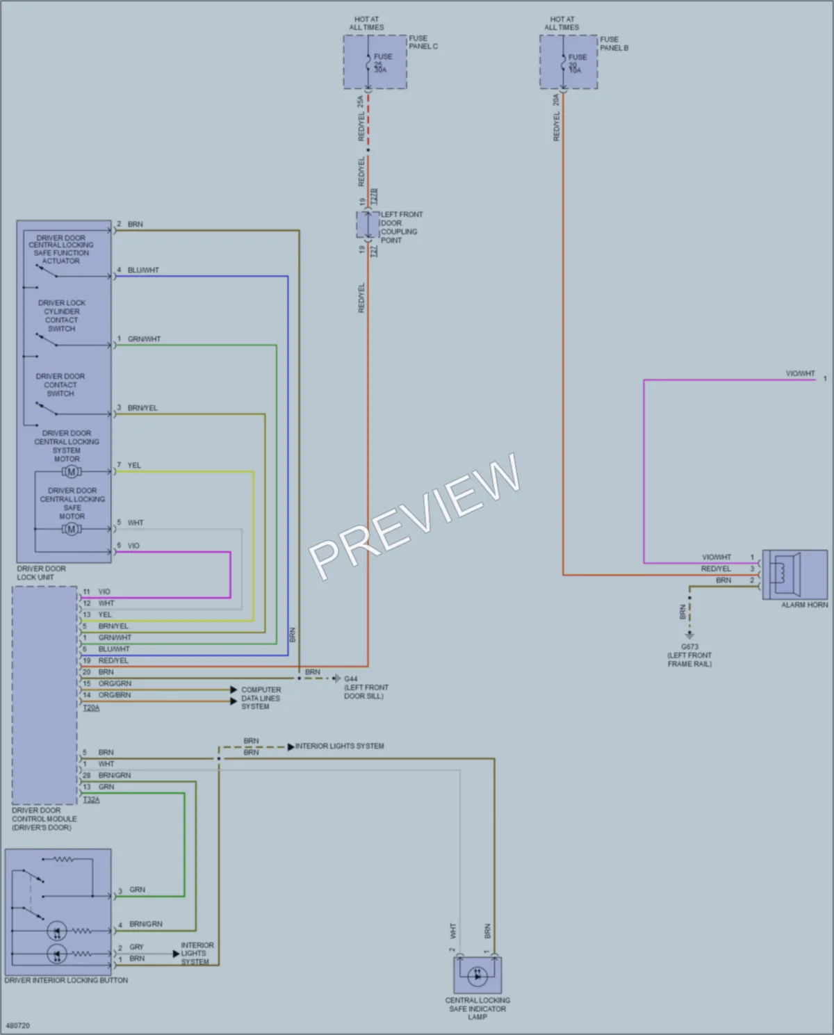 2015 Volkswagen Golf Power Door Locks wiring diagram preview