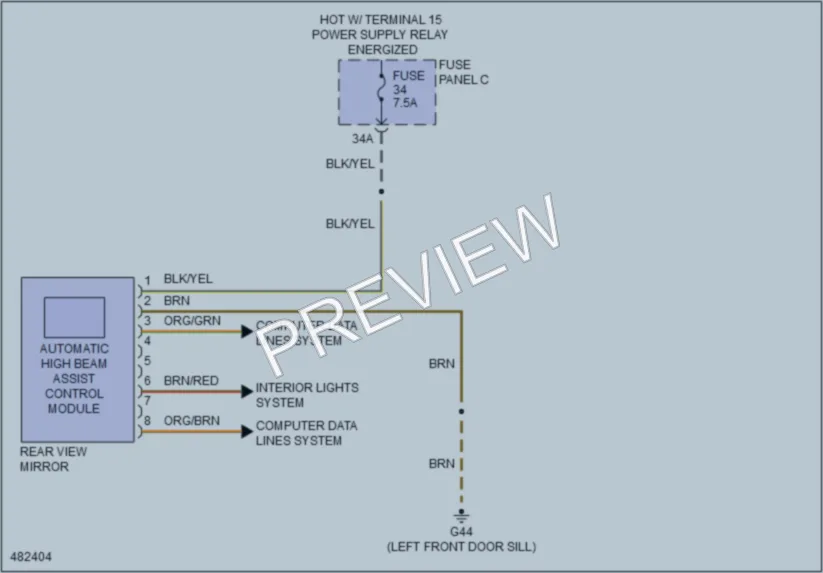 2015 Volkswagen Golf Power Mirrors wiring diagram preview