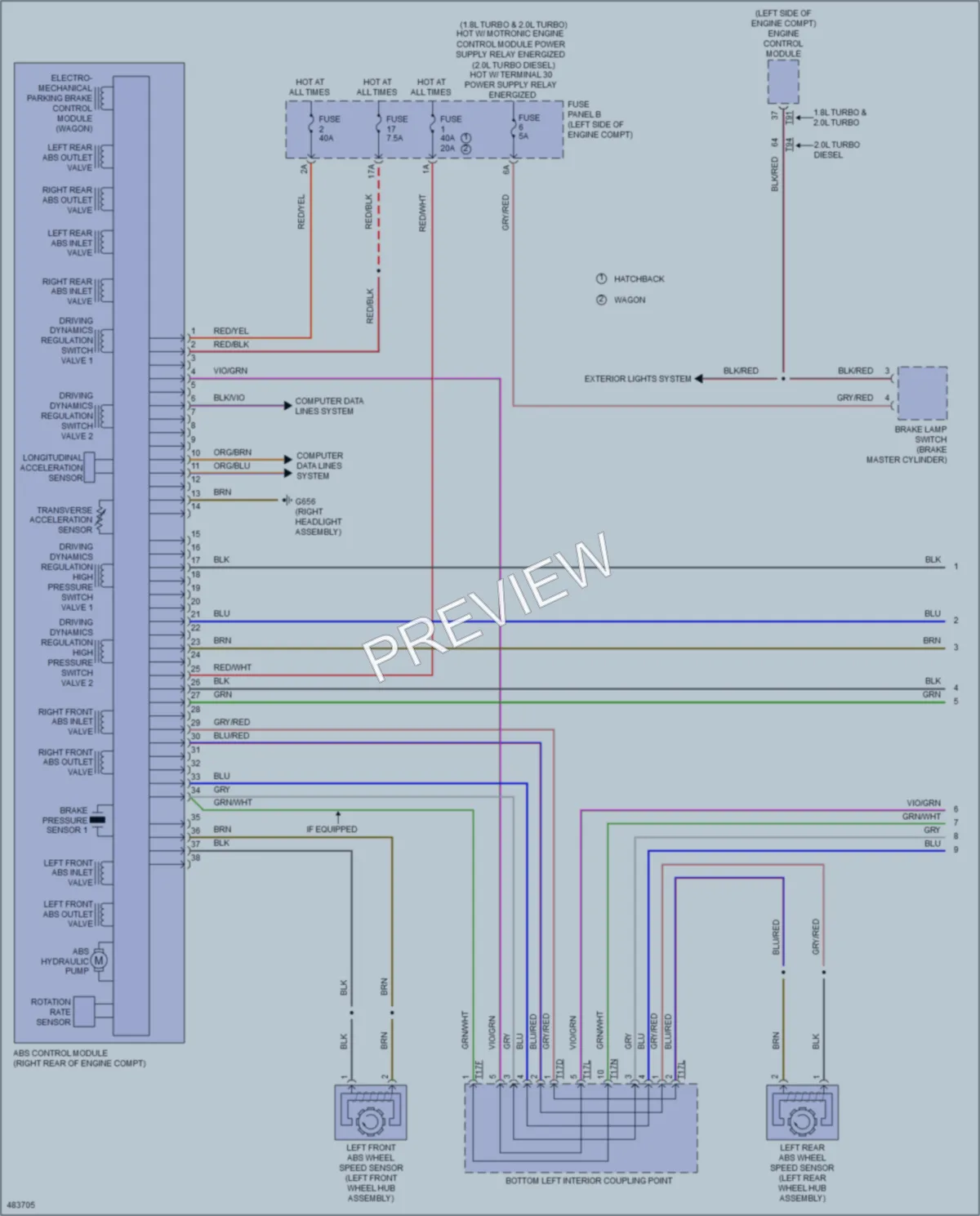2015 Volkswagen GolfGTI Anti Lock Brakes wiring diagram preview