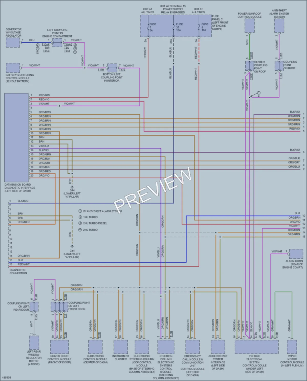 2015 Volkswagen GolfGTI Computer Data Lines wiring diagram preview