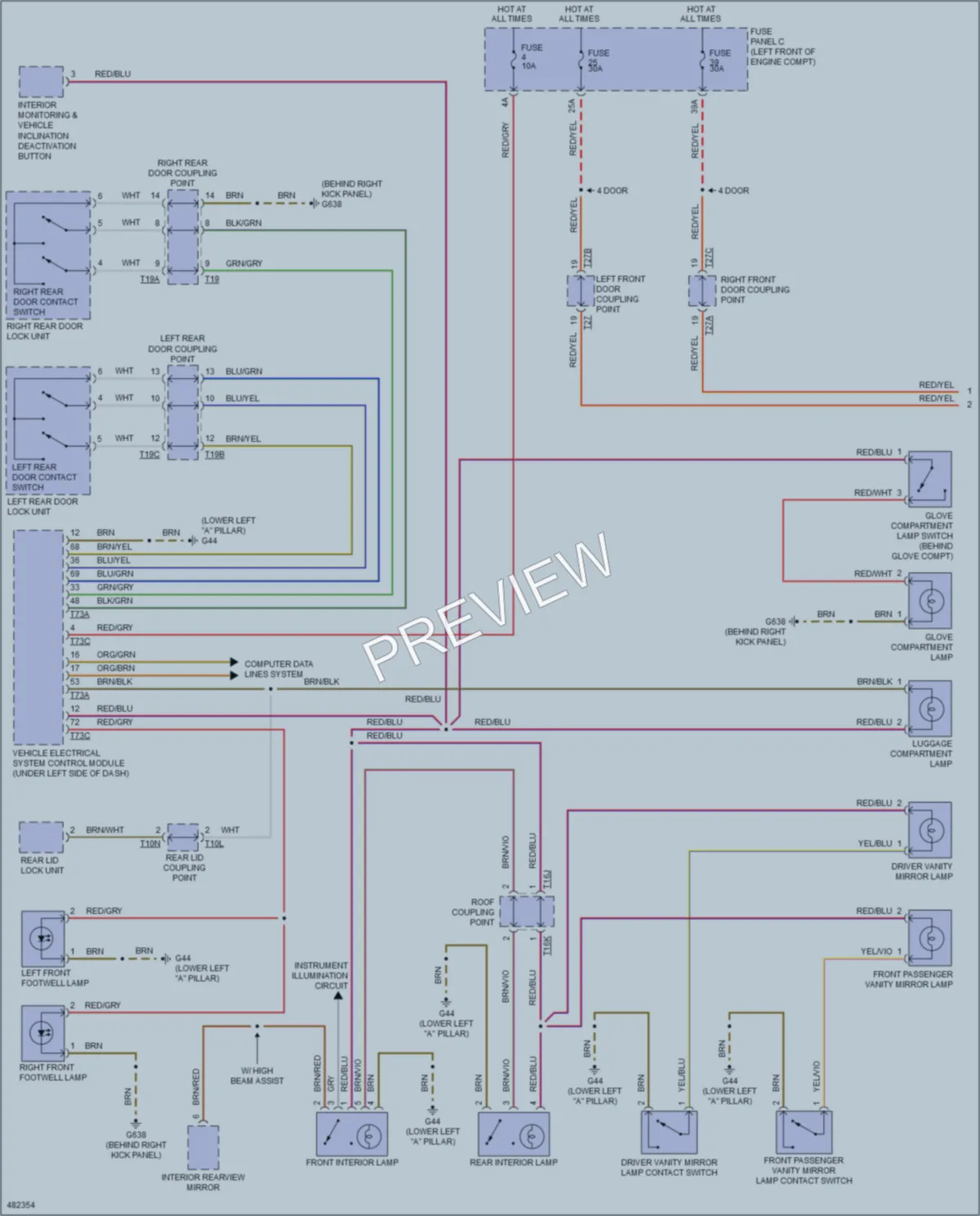 2015 Volkswagen GolfGTI Interior Lights wiring diagram preview