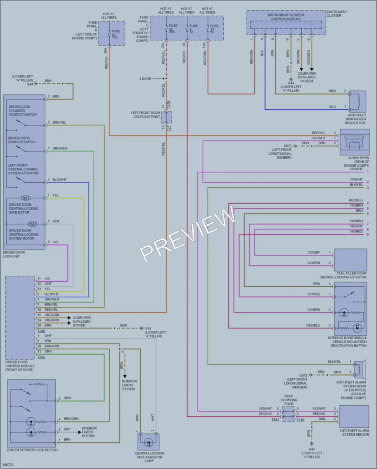 2015 Volkswagen GolfGTI Power Door Locks wiring diagram preview