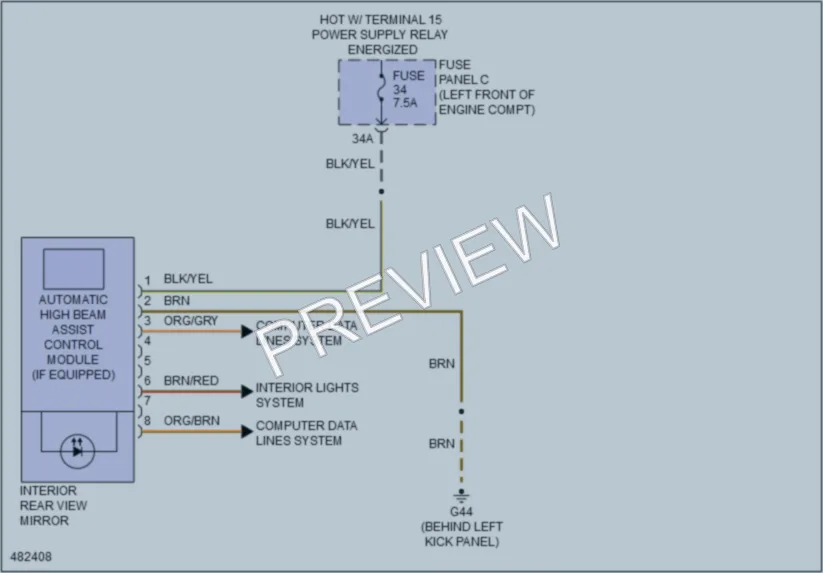 2015 Volkswagen GolfGTI Power Mirrors wiring diagram preview