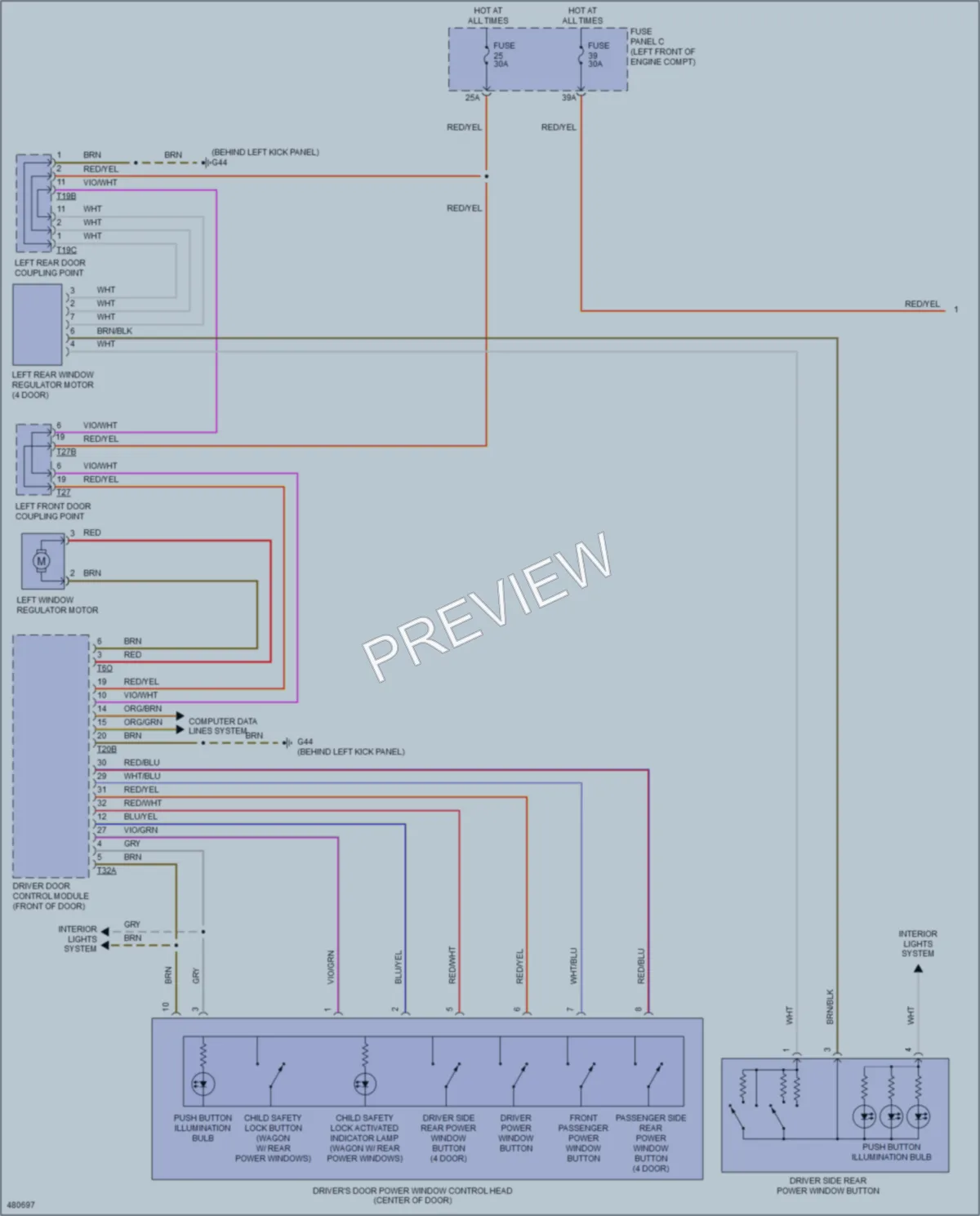 2015 Volkswagen GolfGTI Power Windows wiring diagram preview