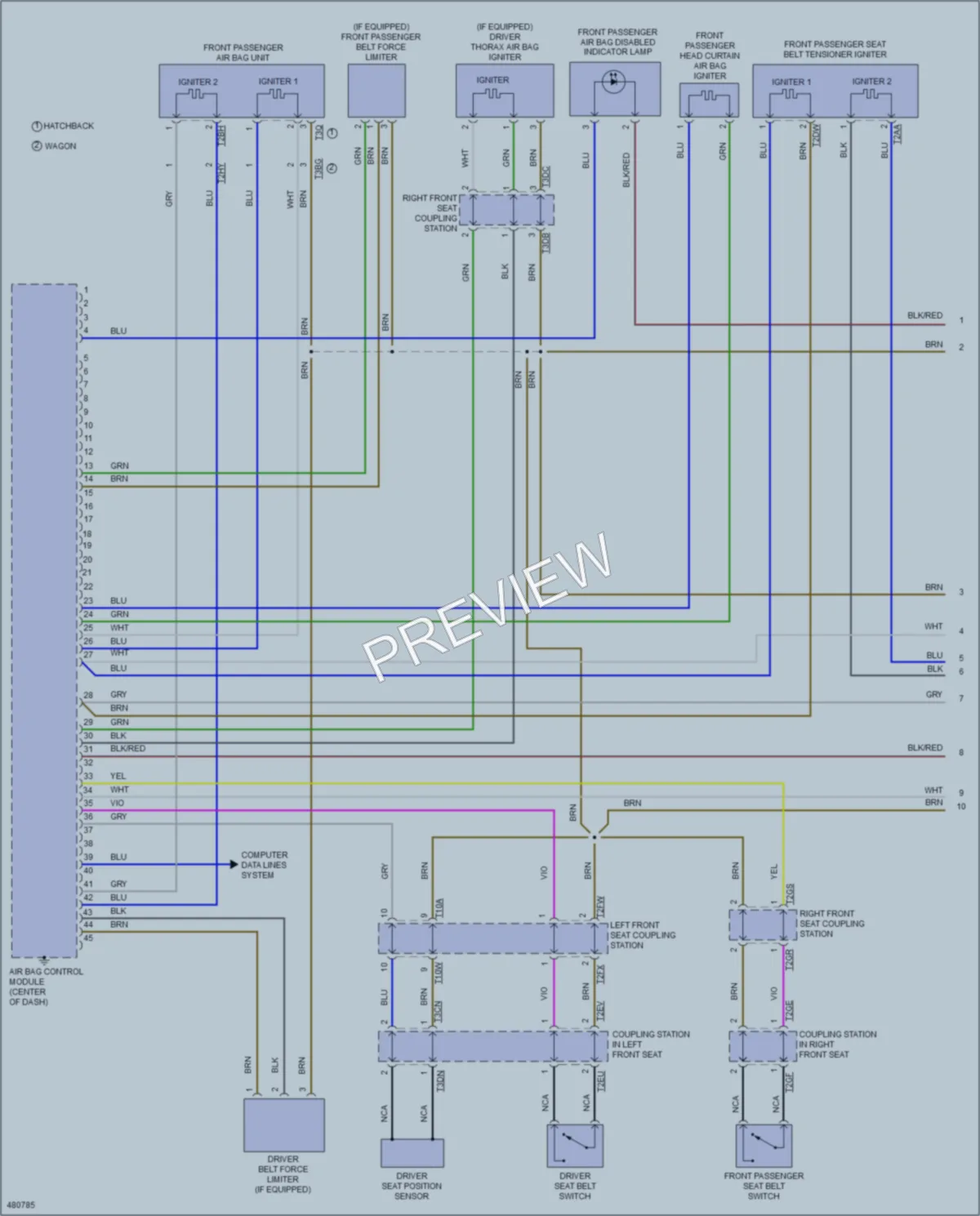 2015 Volkswagen GolfGTI Supplemental Restraints wiring diagram preview