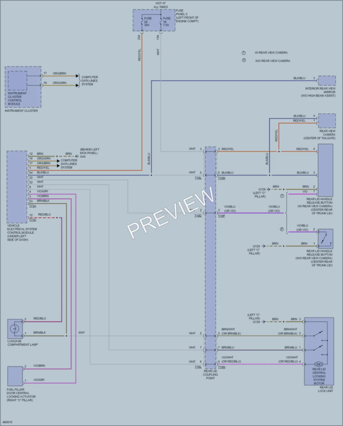 2015 Volkswagen GolfGTI Trunk Tailgate Fuel Door wiring diagram preview
