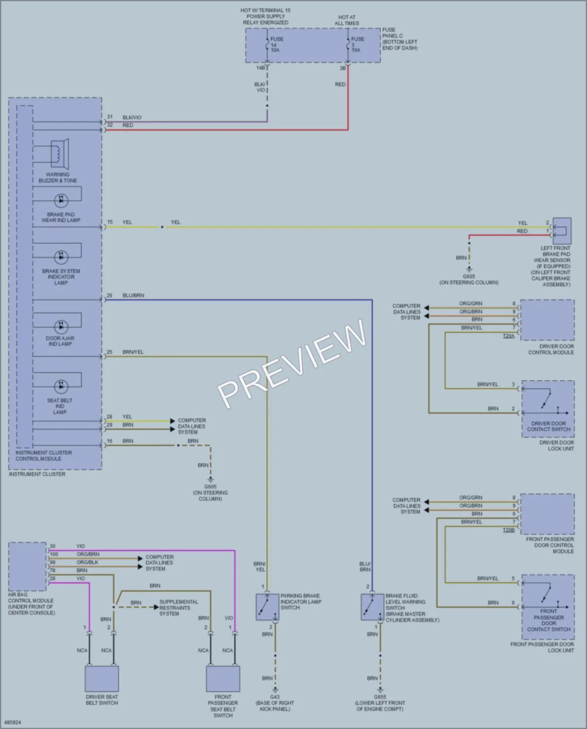 2015 Volkswagen 4D Sedan Warning Systems wiring diagram preview