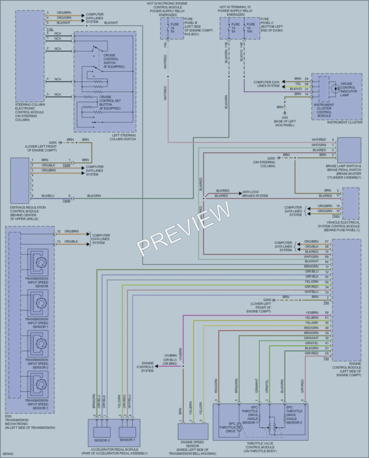 2015 Volkswagen 4D Sedan Cruise Control wiring diagram preview