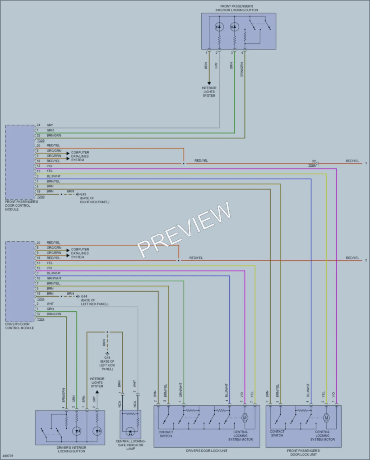 2015 Volkswagen 4D Sedan Power Door Locks wiring diagram preview