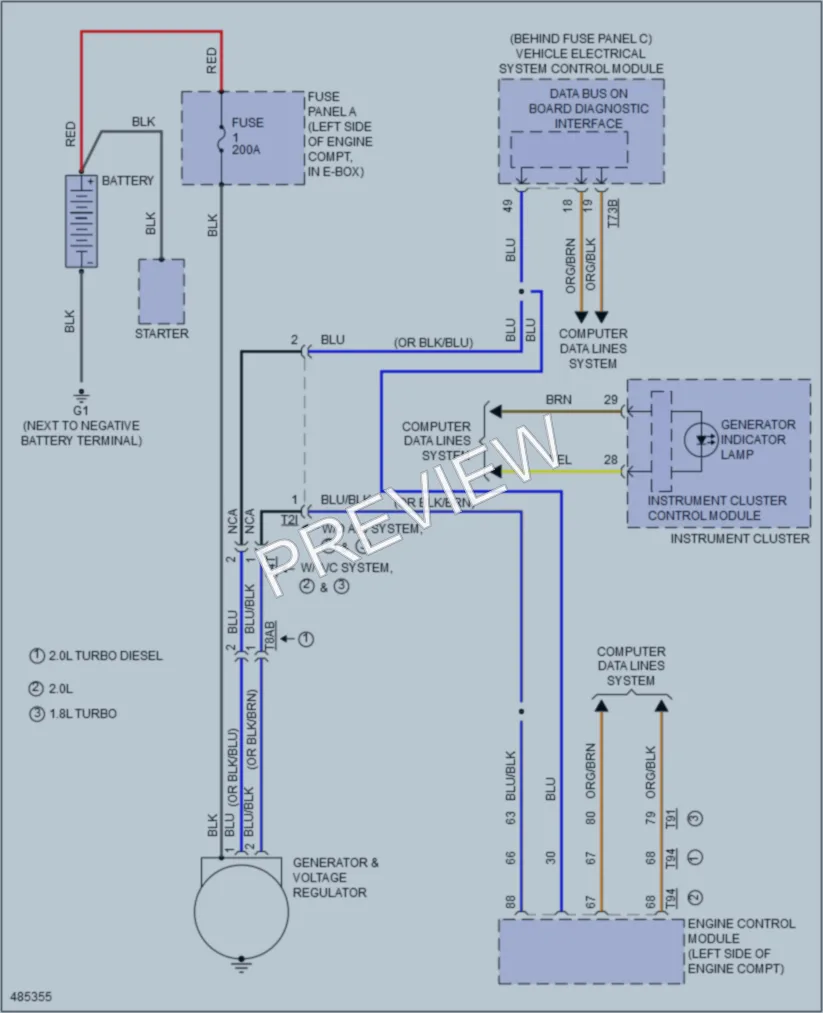 2015 Volkswagen 4D Sedan Starting Charging wiring diagram preview