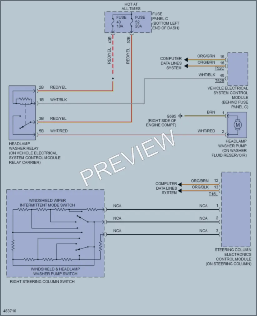 2015 Volkswagen 4D Sedan Wiper Washer wiring diagram preview