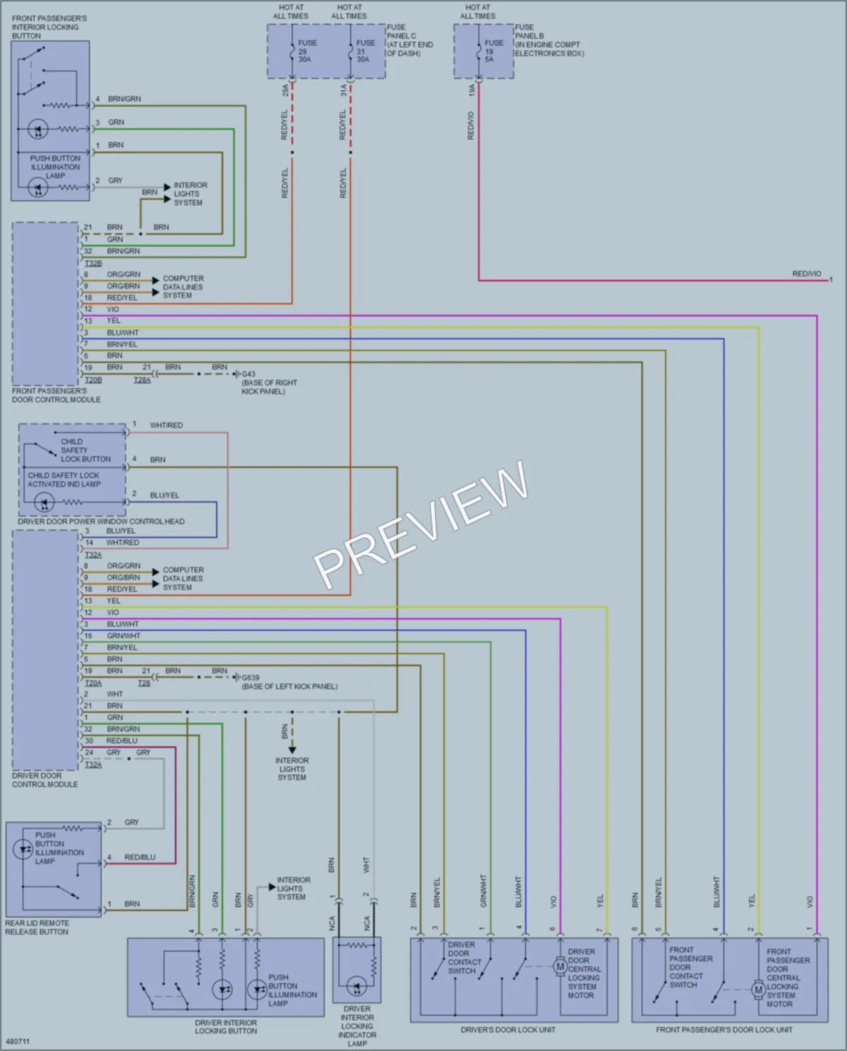 2015 Volkswagen Passat Power Door Locks wiring diagram preview