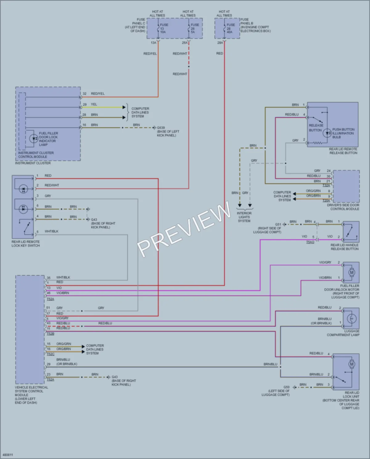 2015 Volkswagen Passat Trunk Tailgate Fuel Door wiring diagram preview