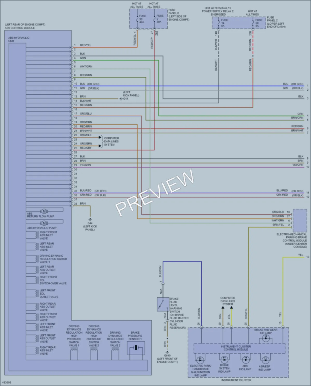 2015 Volkswagen Tiguan Anti Lock Brakes wiring diagram preview