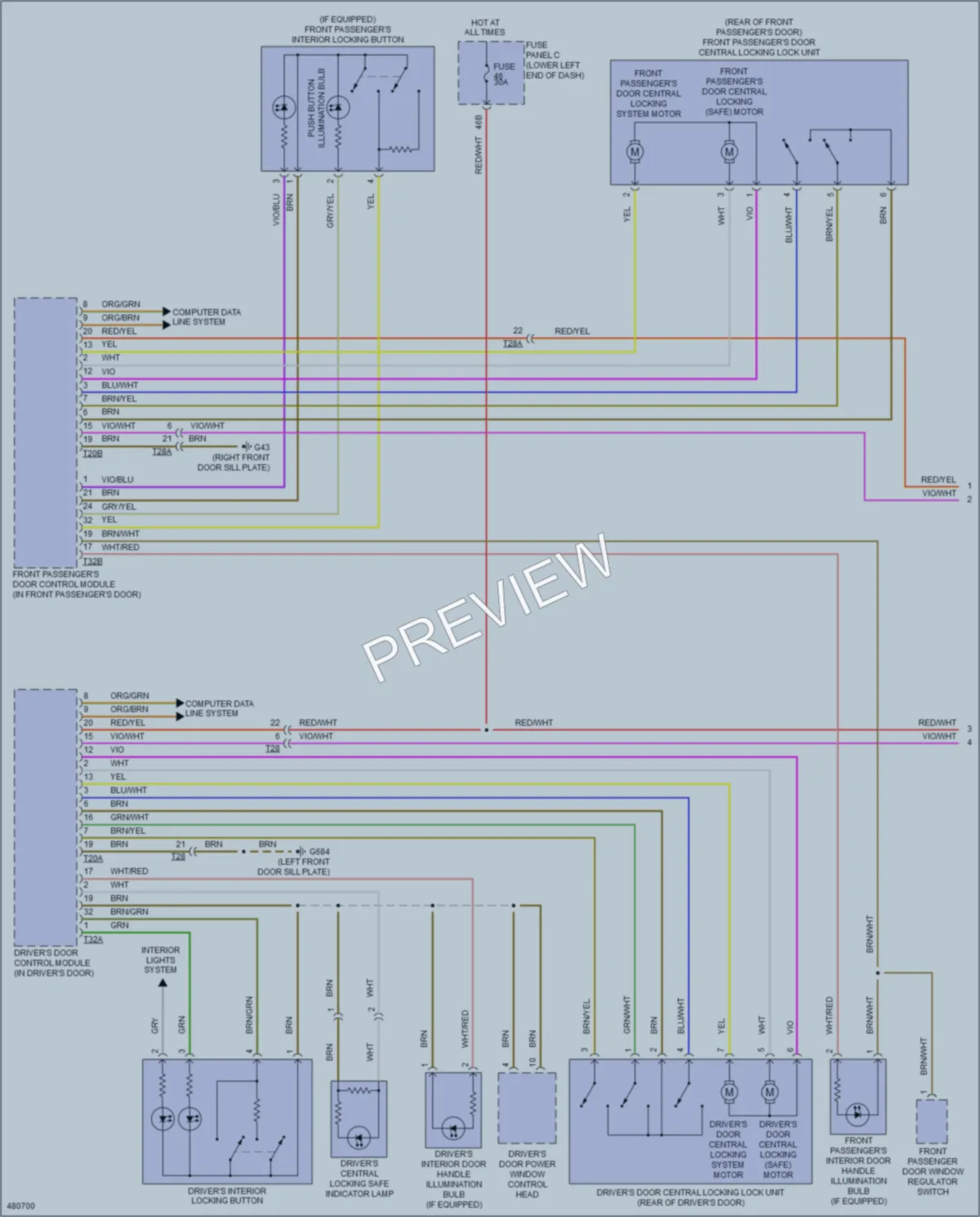 2015 Volkswagen Tiguan Power Door Locks wiring diagram preview