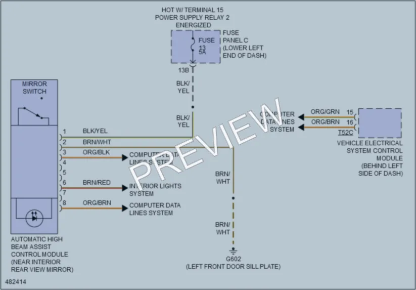 2015 Volkswagen Tiguan Power Mirrors wiring diagram preview