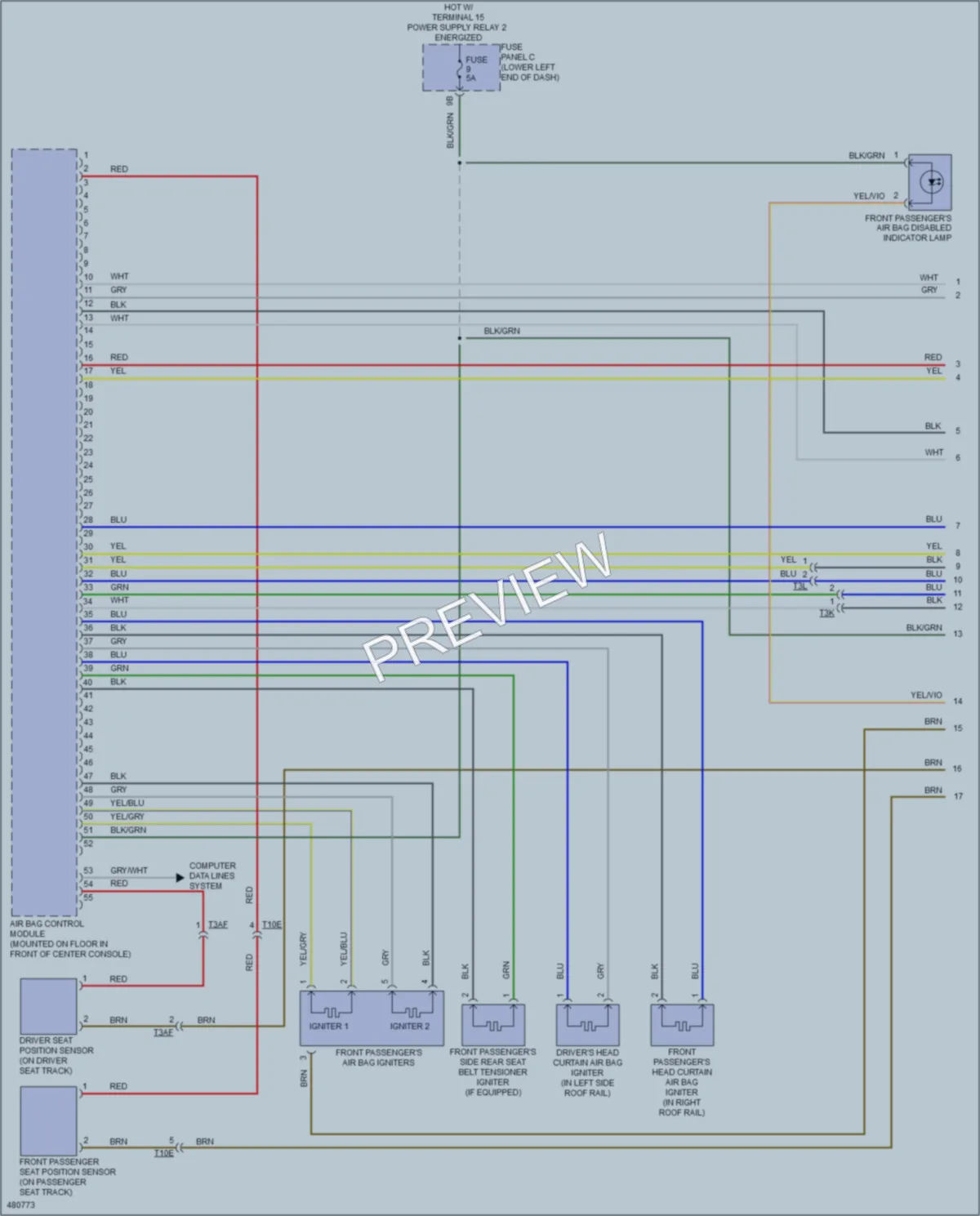 2015 Volkswagen Tiguan Supplemental Restraints wiring diagram preview
