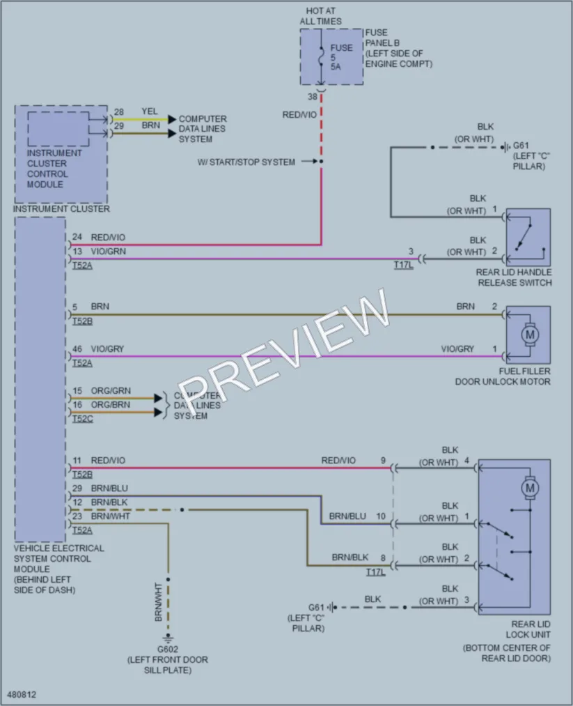 2015 Volkswagen Tiguan Trunk Tailgate Fuel Door wiring diagram preview