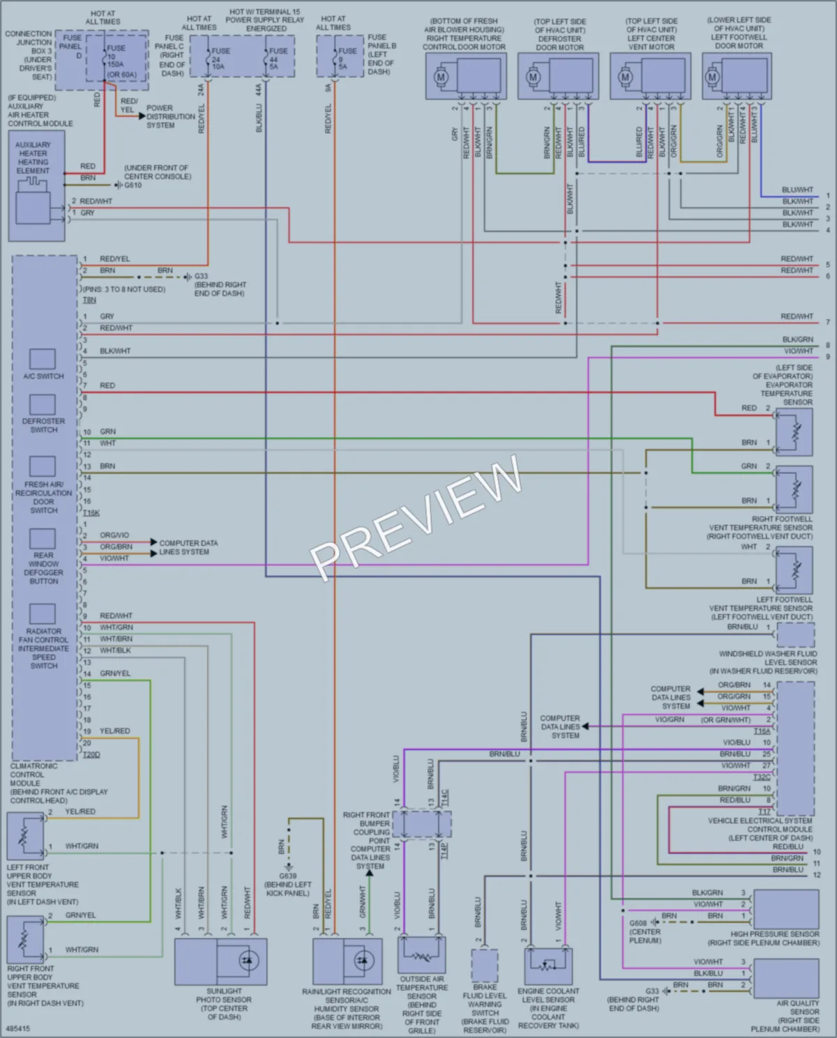 2015 Volkswagen Touareg Air Conditioning wiring diagram preview