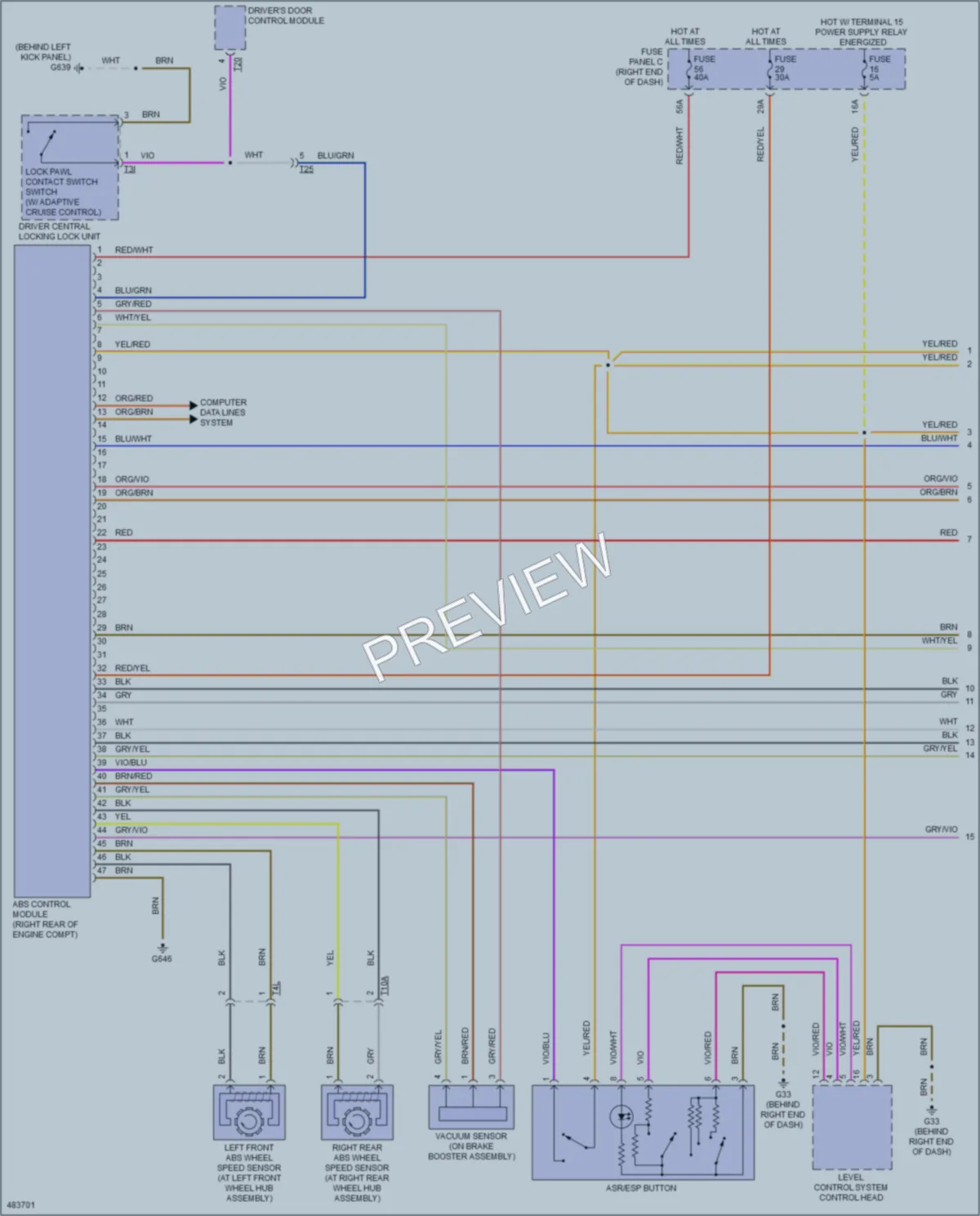 2015 Volkswagen Touareg Anti Lock Brakes wiring diagram preview