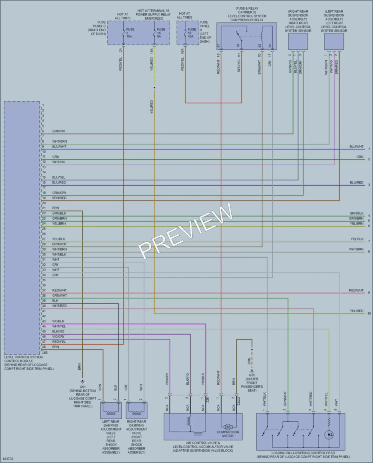 2015 Volkswagen Touareg Electronic Suspension wiring diagram preview
