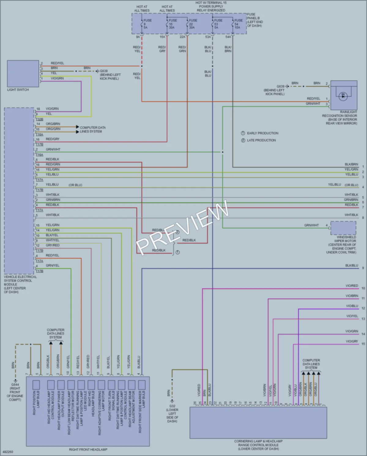 2015 Volkswagen Touareg Headlights wiring diagram preview