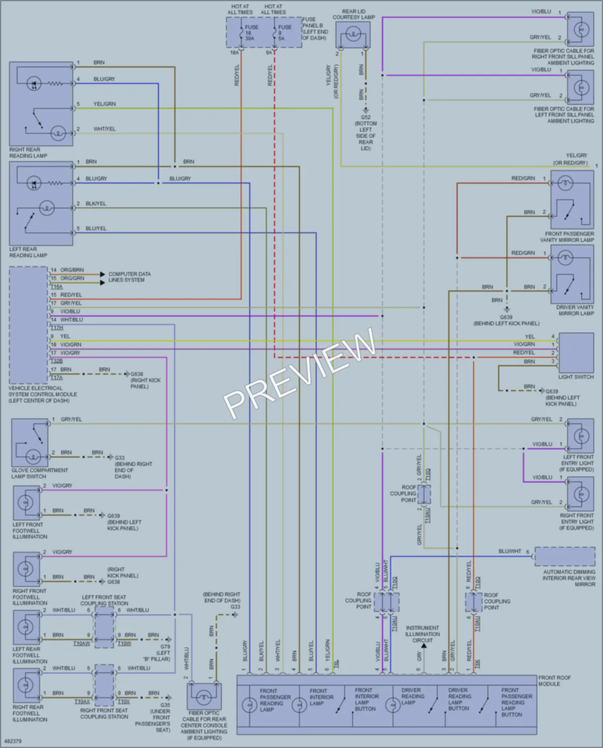 2015 Volkswagen Touareg Interior Lights wiring diagram preview