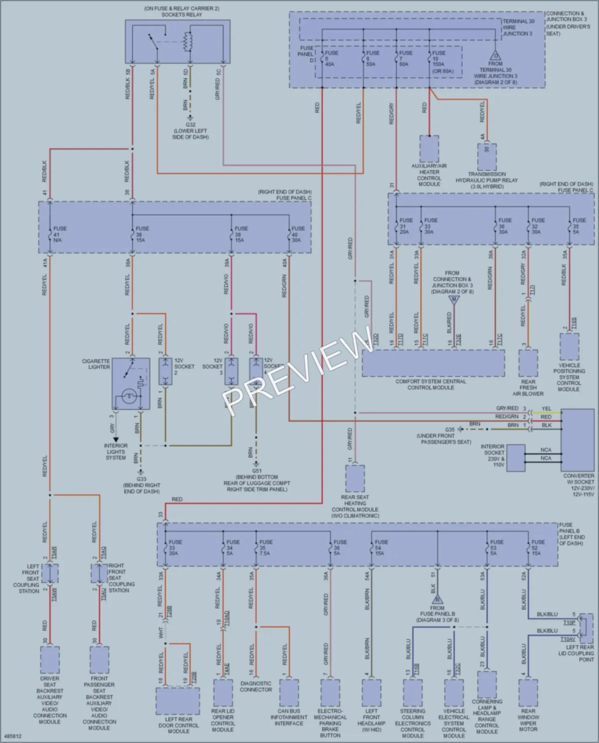 2015 Volkswagen Touareg Power Distribution wiring diagram preview