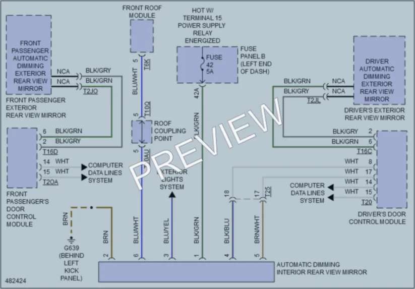 2015 Volkswagen Touareg Power Mirrors wiring diagram preview