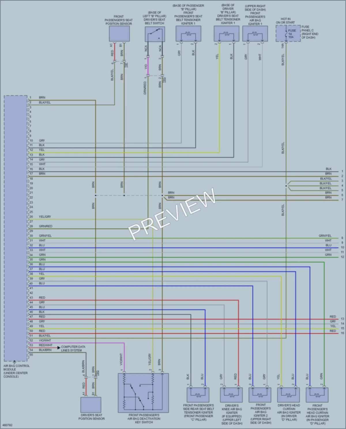 2015 Volkswagen Touareg Supplemental Restraints wiring diagram preview