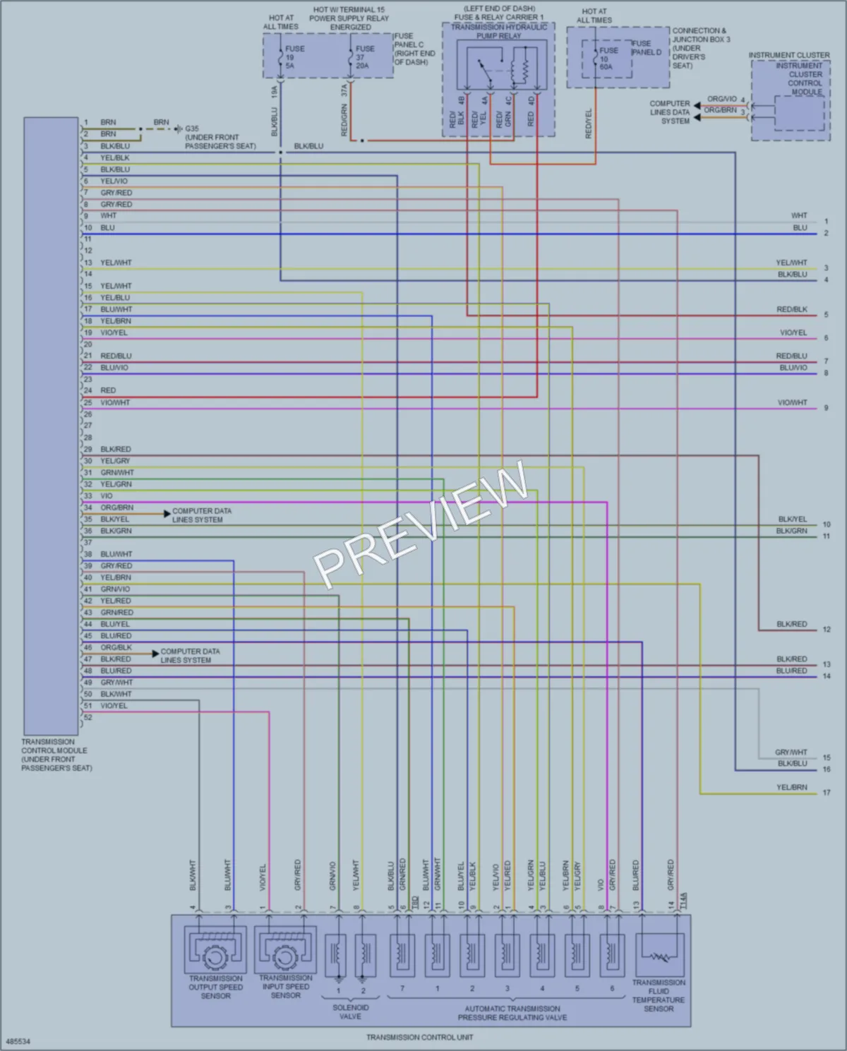 2015 Volkswagen Touareg Transmission wiring diagram preview