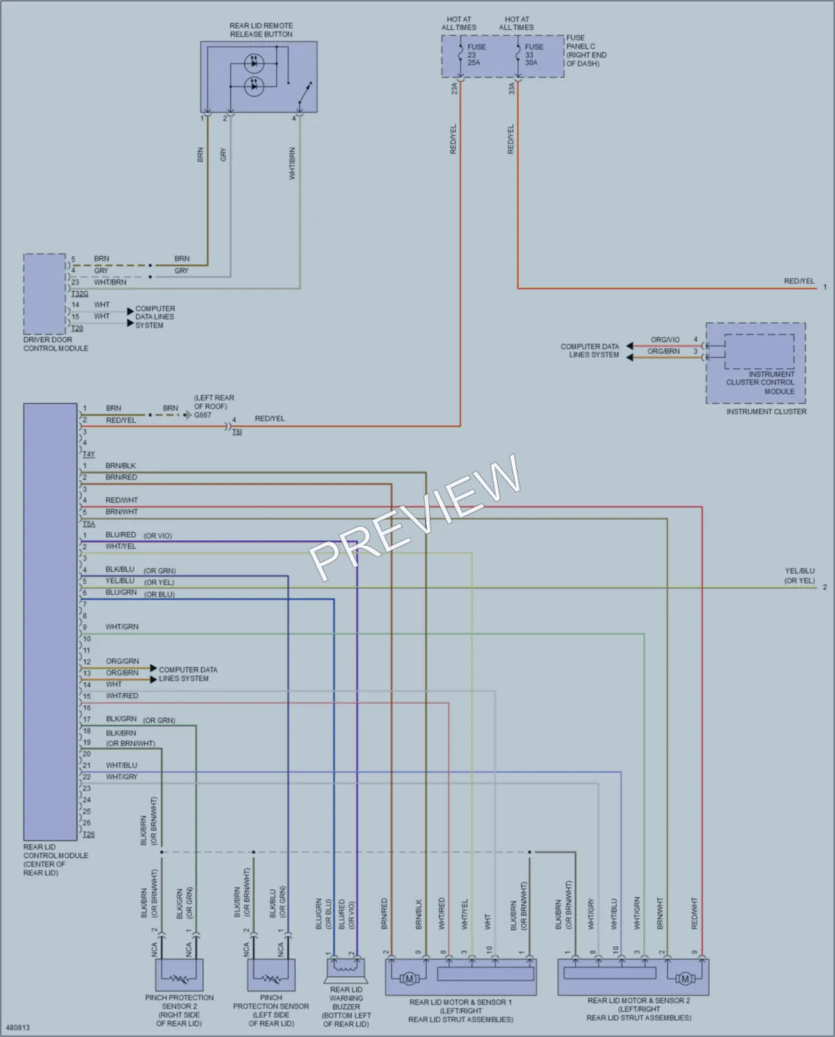 2015 Volkswagen Touareg Trunk Tailgate Fuel Door wiring diagram preview