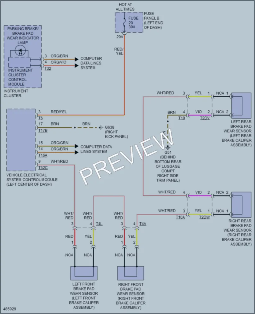 2015 Volkswagen Touareg Warning Systems wiring diagram preview
