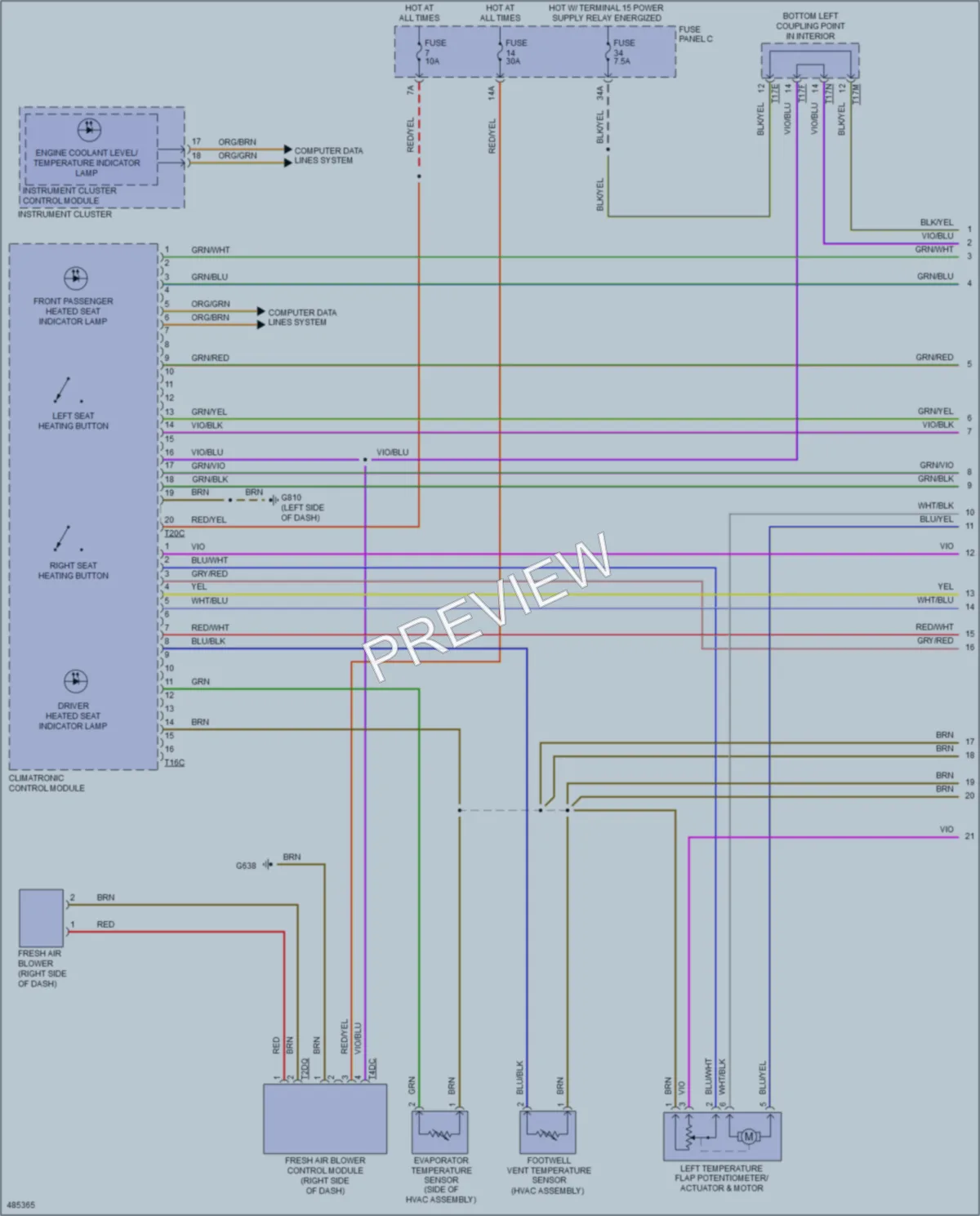 2015 Volkswagen eGolf Air Conditioning wiring diagram preview