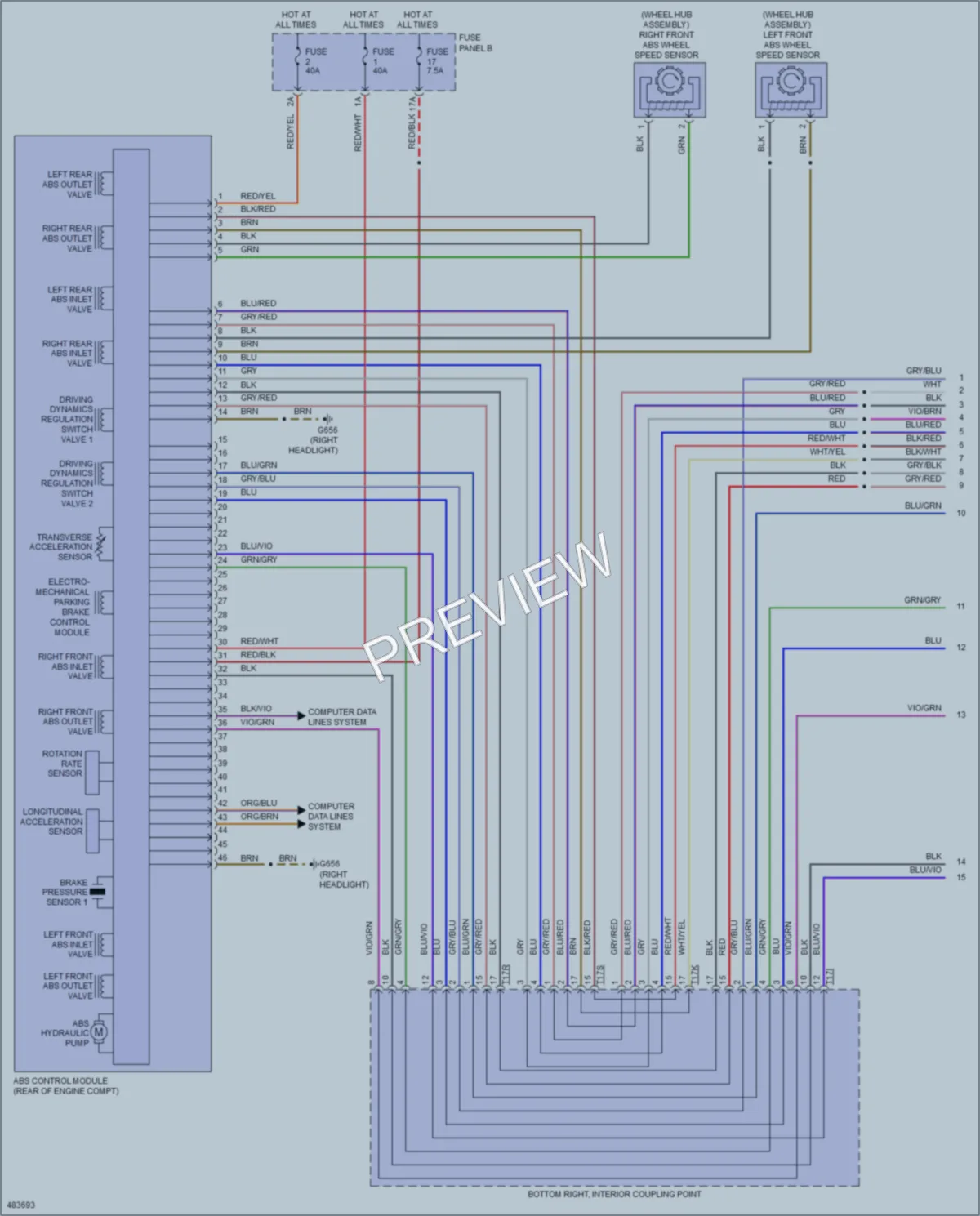 2015 Volkswagen eGolf Anti Lock Brakes wiring diagram preview