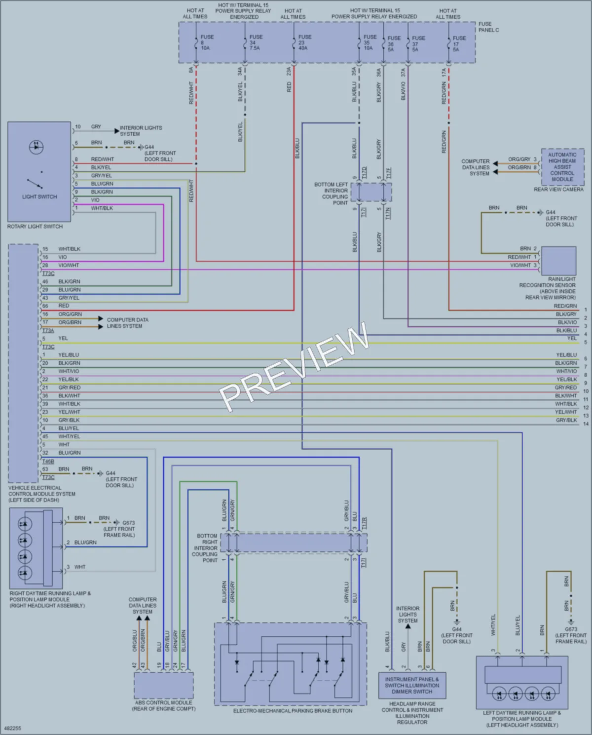 2015 Volkswagen eGolf Headlights wiring diagram preview