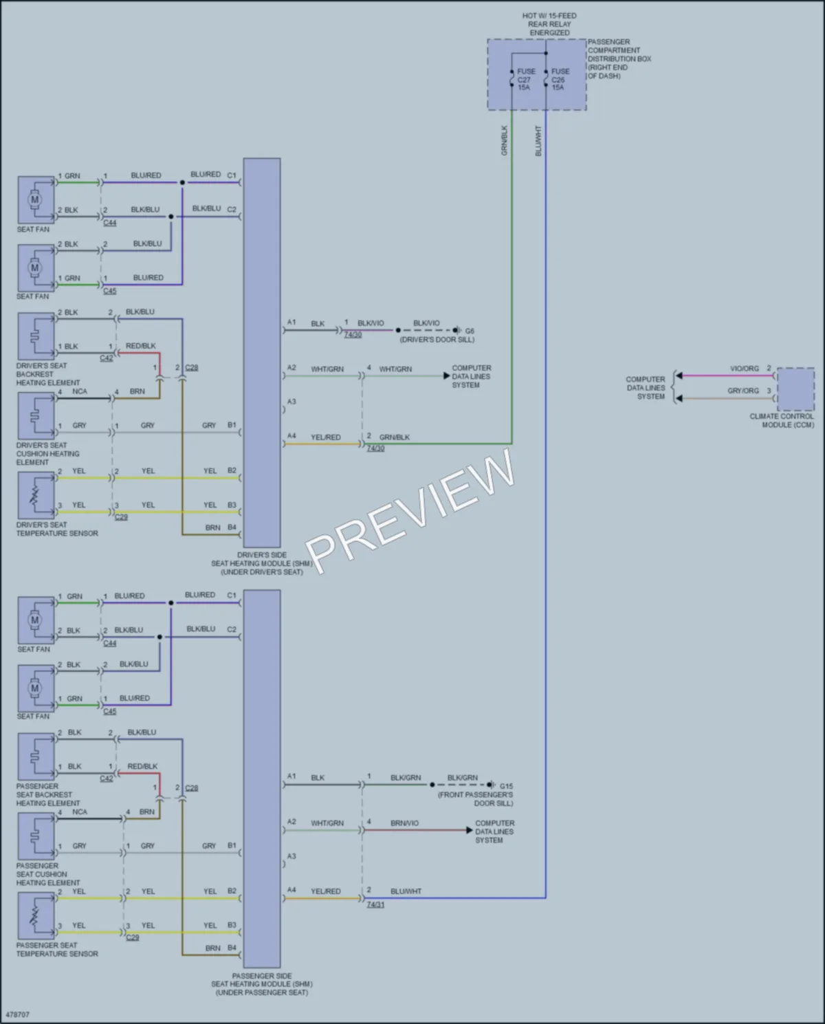 2015 Volvo V60 Power Seats wiring diagram preview