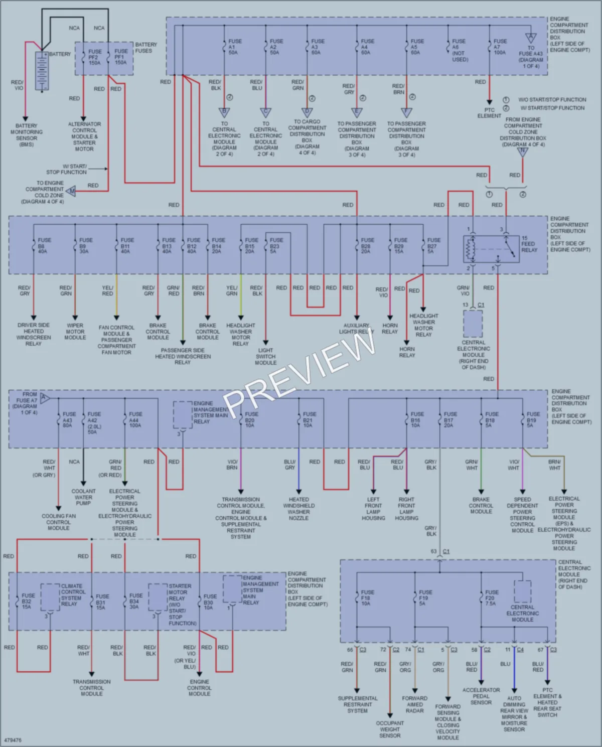 2015 Volvo V60CrossCountry Power Distribution wiring diagram preview