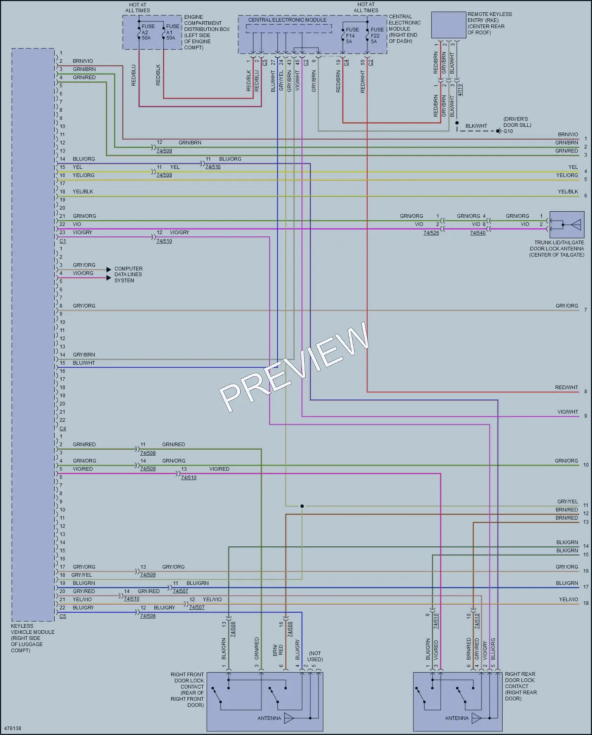 2015 Volvo V60CrossCountry Power Door Locks wiring diagram preview