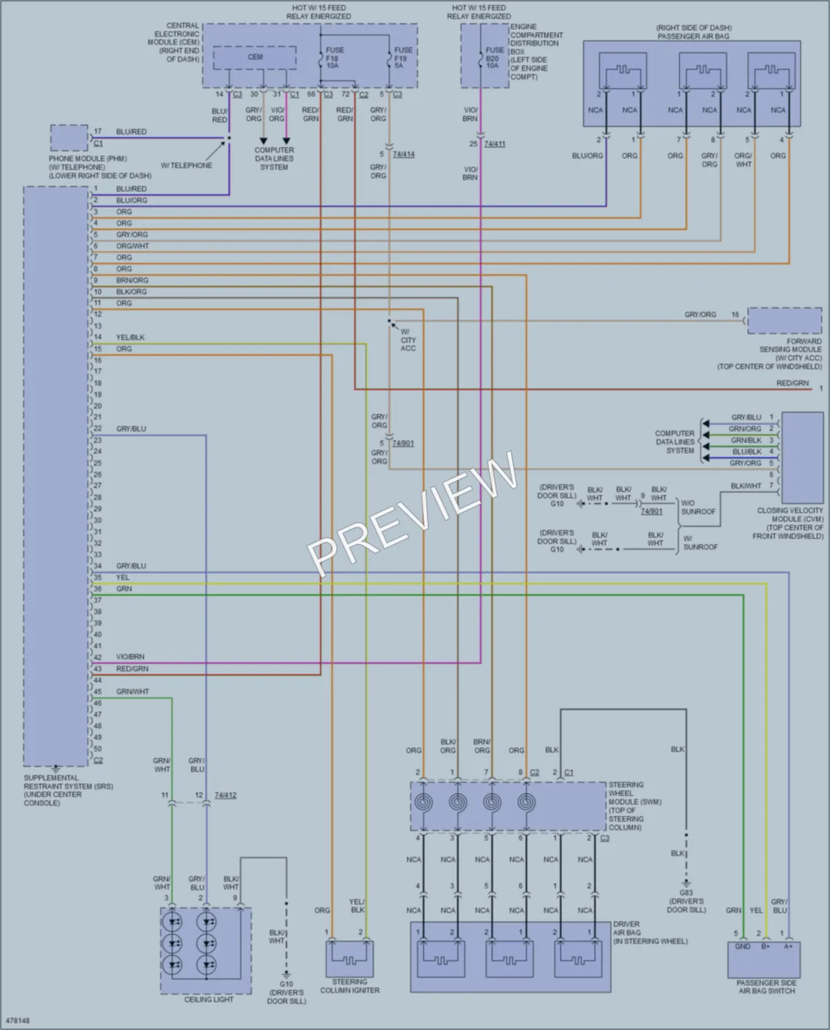 2015 Volvo V60CrossCountry Supplemental Restraints wiring diagram preview