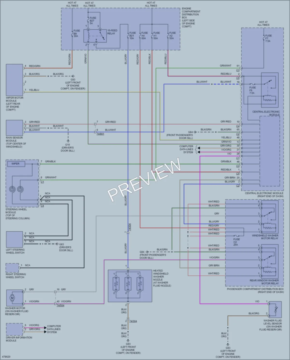 2015 Volvo V60CrossCountry Wiper Washer wiring diagram preview