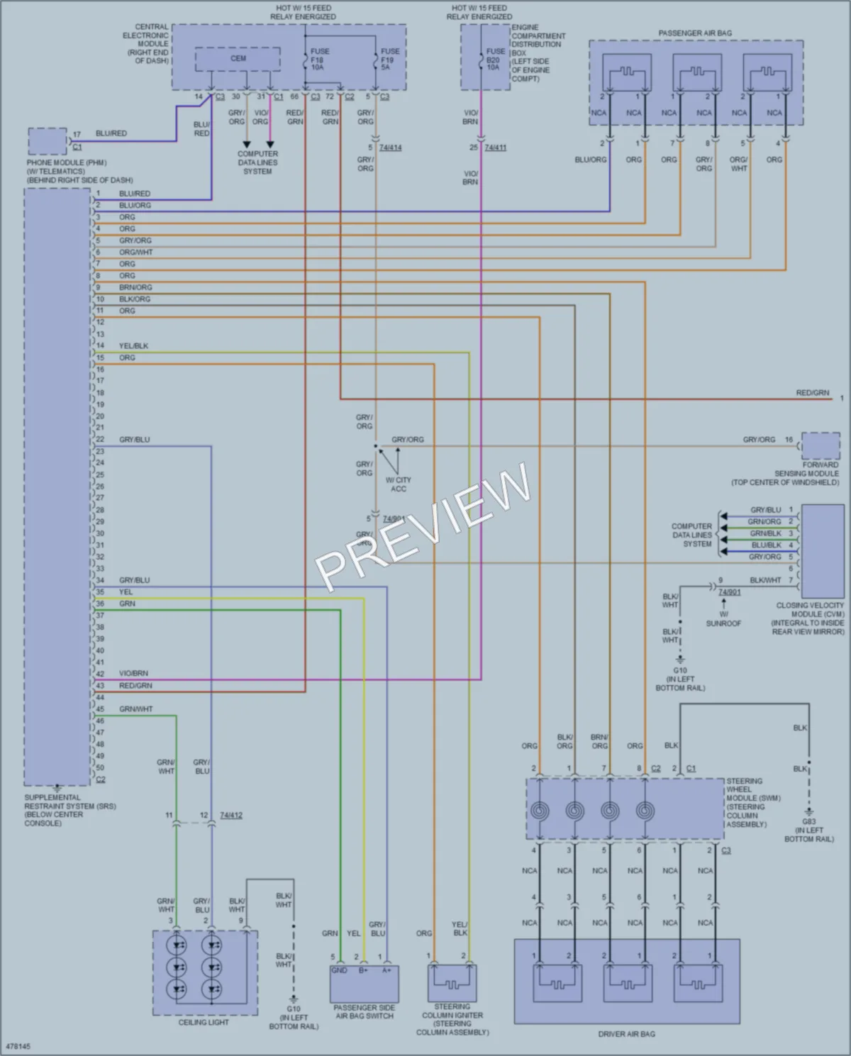 2015 Volvo XC60 Supplemental Restraints wiring diagram preview