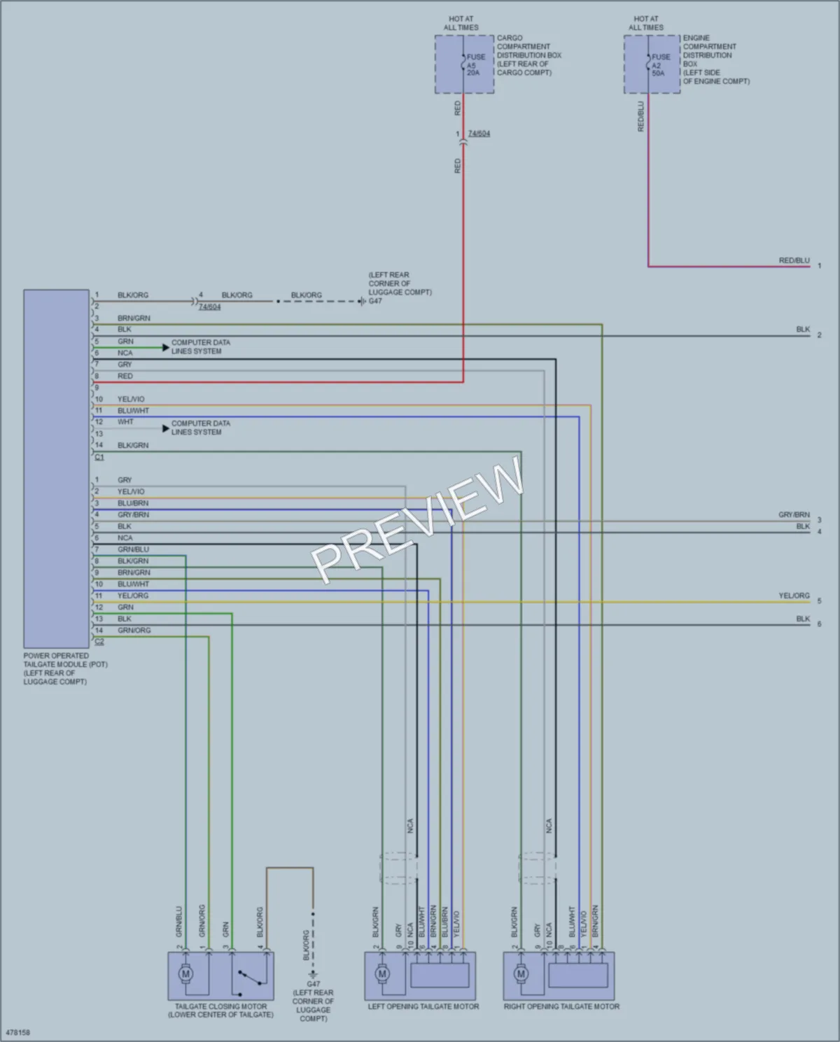 2015 Volvo XC60 Trunk Tailgate Fuel Door wiring diagram preview