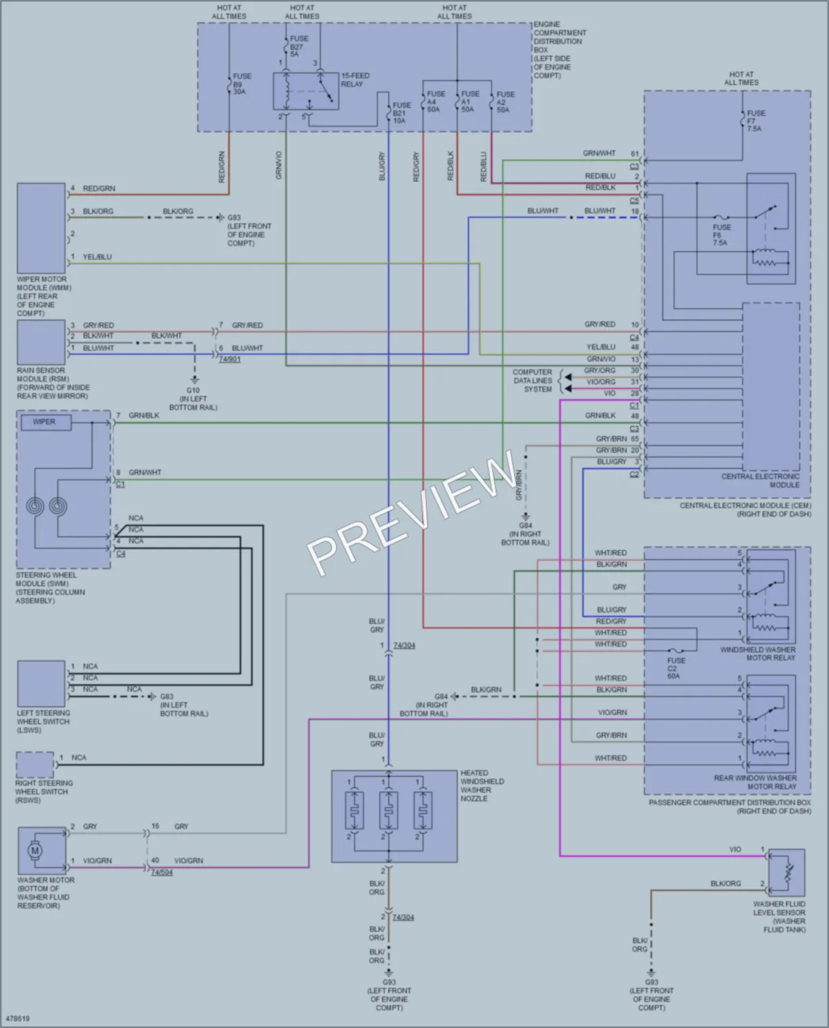 2015 Volvo XC60 Wiper Washer wiring diagram preview