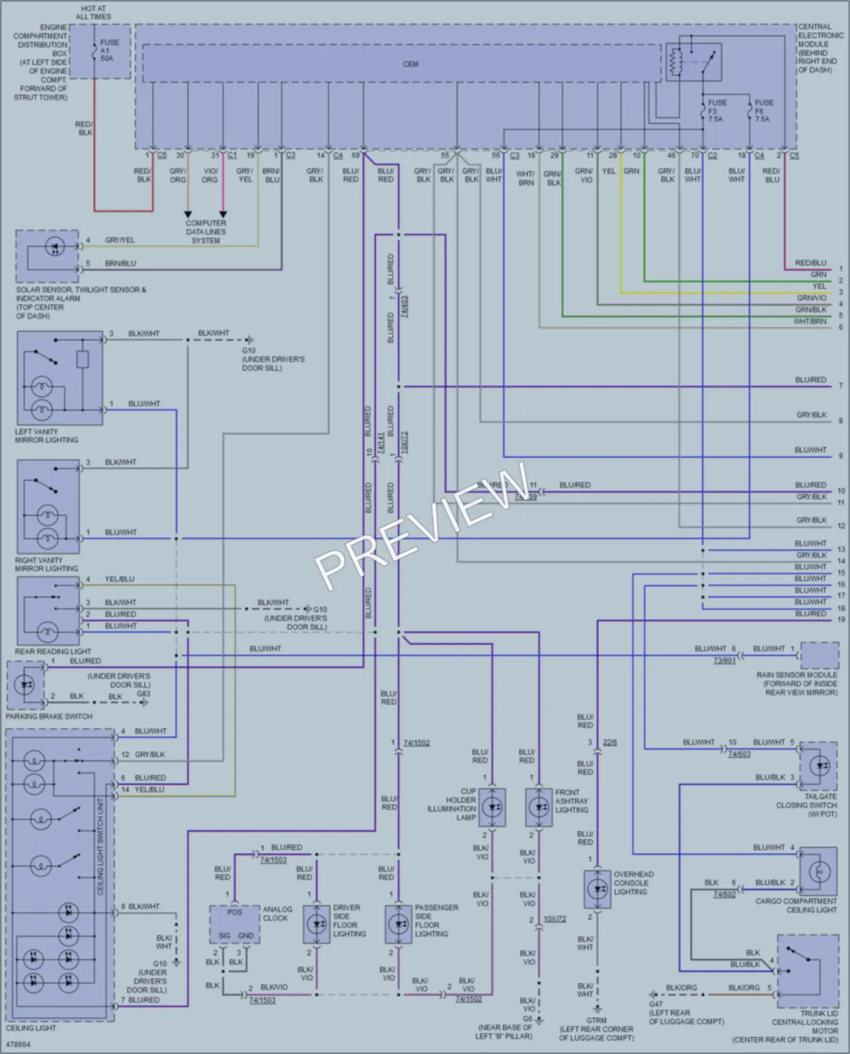 2015 Volvo XC70 Interior Lights wiring diagram preview