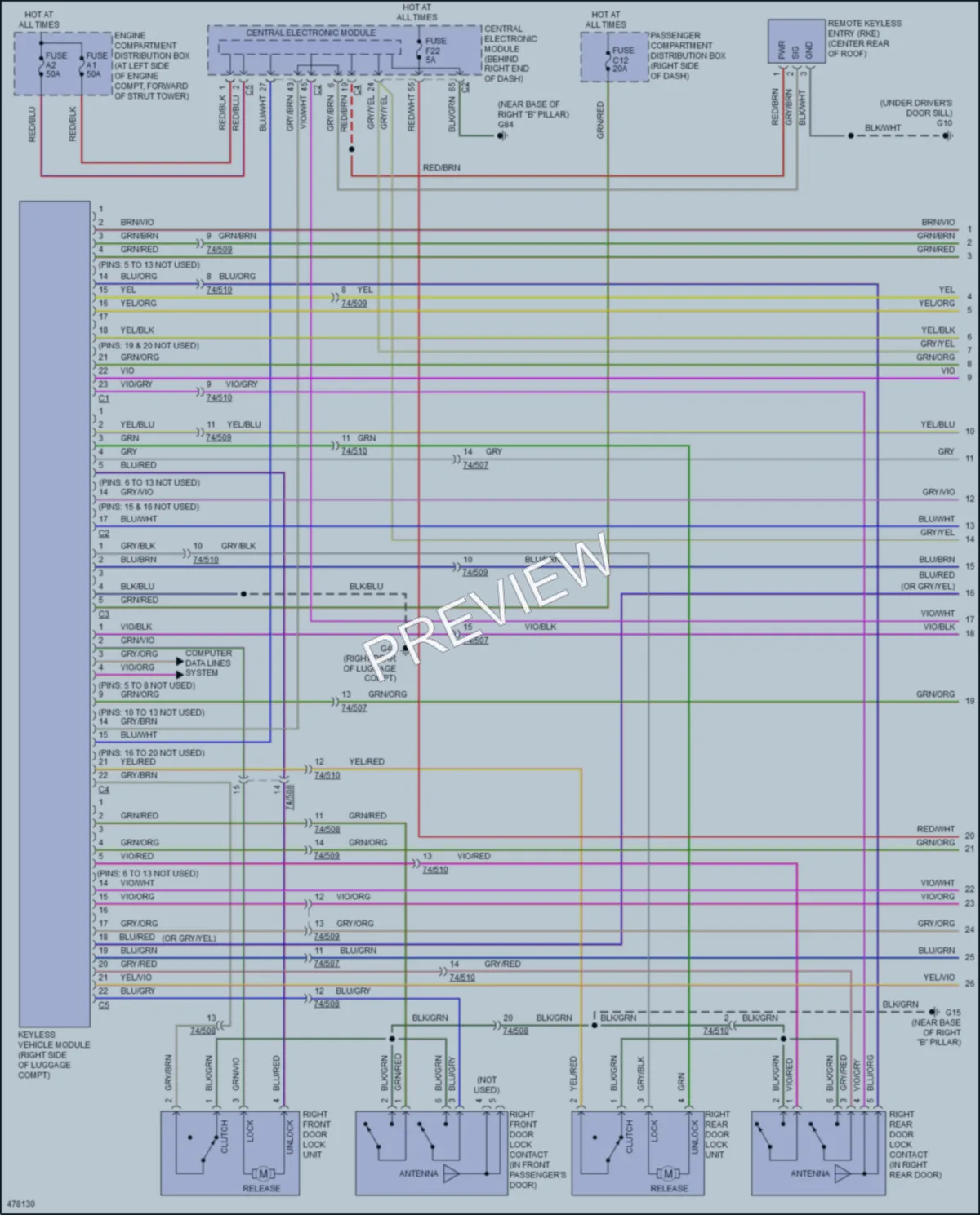 2015 Volvo XC70 Power Door Locks wiring diagram preview