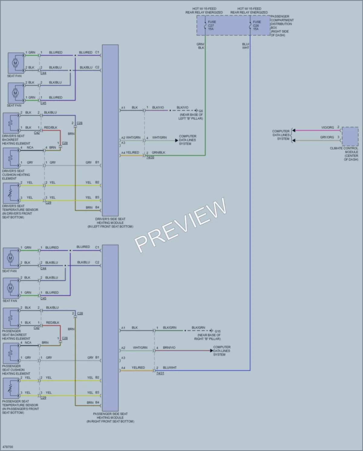 2015 Volvo XC70 Power Seats wiring diagram preview