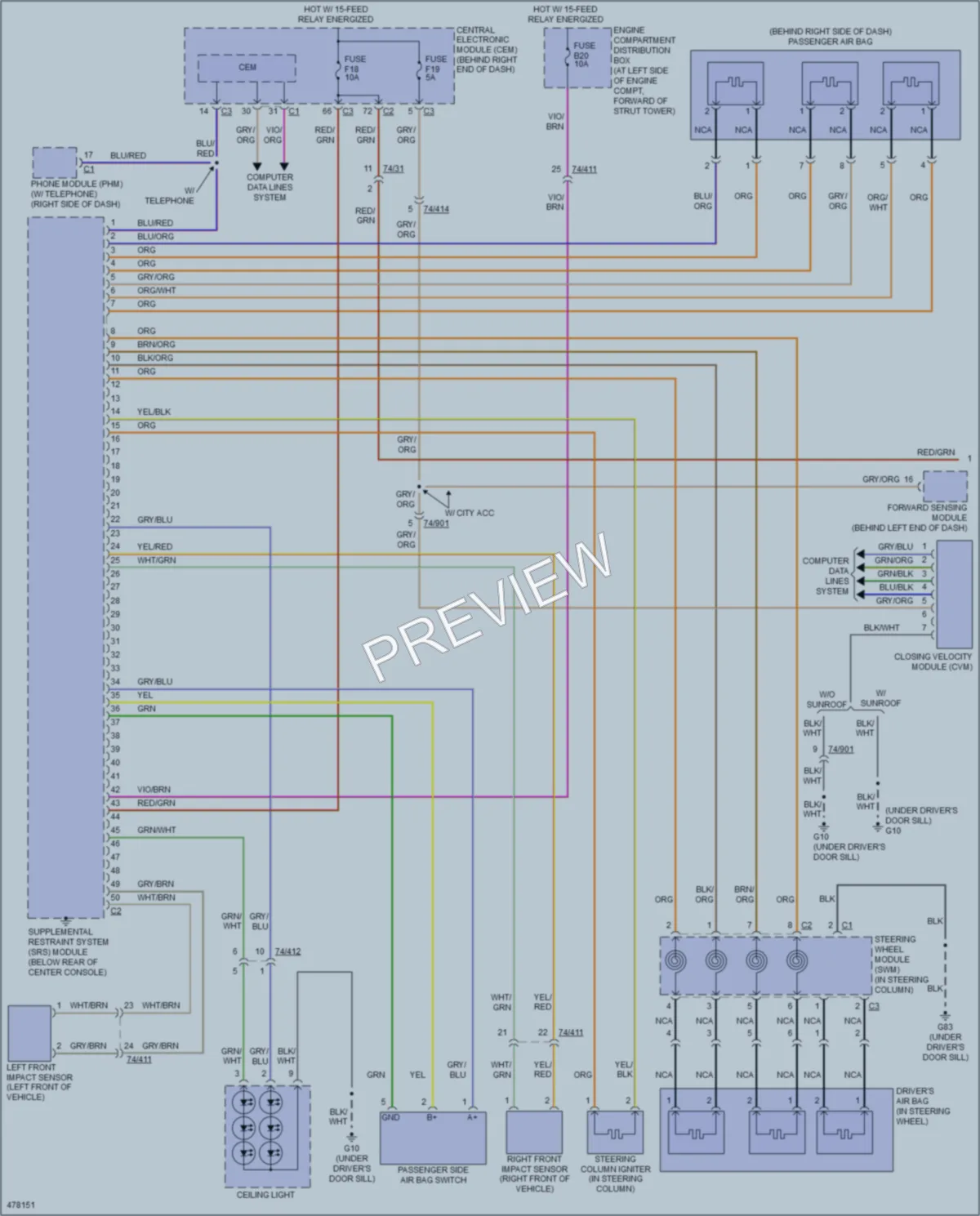 2015 Volvo XC70 Supplemental Restraints wiring diagram preview