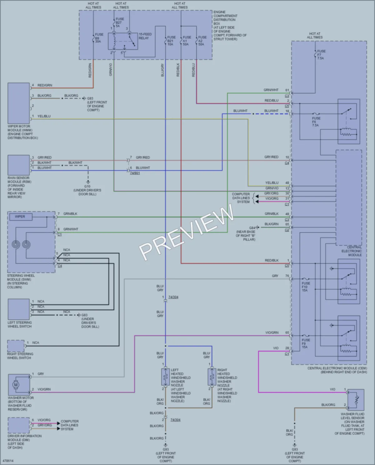 2015 Volvo XC70 Wiper Washer wiring diagram preview