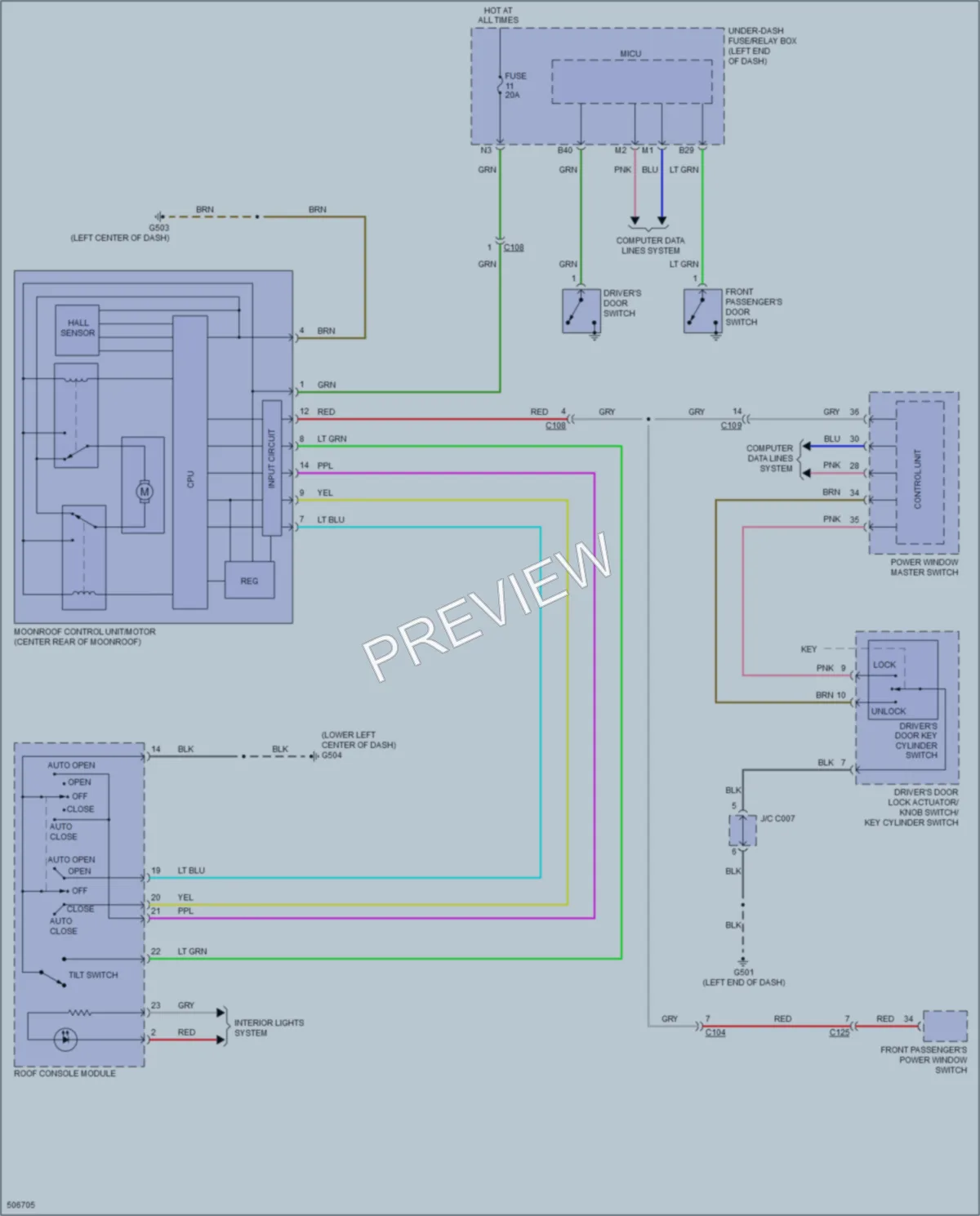 2016 Acura ILX Power Top Sunroof wiring diagram preview